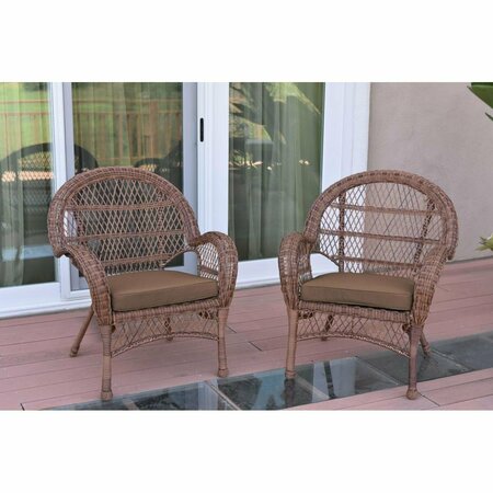 JECO W00210-C-2-FS007 Santa Maria Honey Wicker Chair with Brown Cushion, 2PK W00210-C_2-FS007